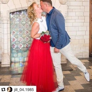 Red Maxi Gala tulle skirt